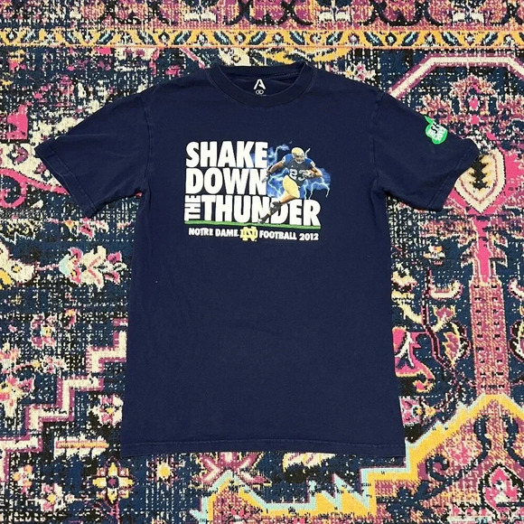 Notre Dame Football T-Shirt Medium Mens Navy Blue 125 Years 1887-2012 Fighting - Picture 1 of 2